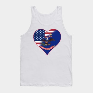 North Dakota and American Flag Fusion Design Tank Top